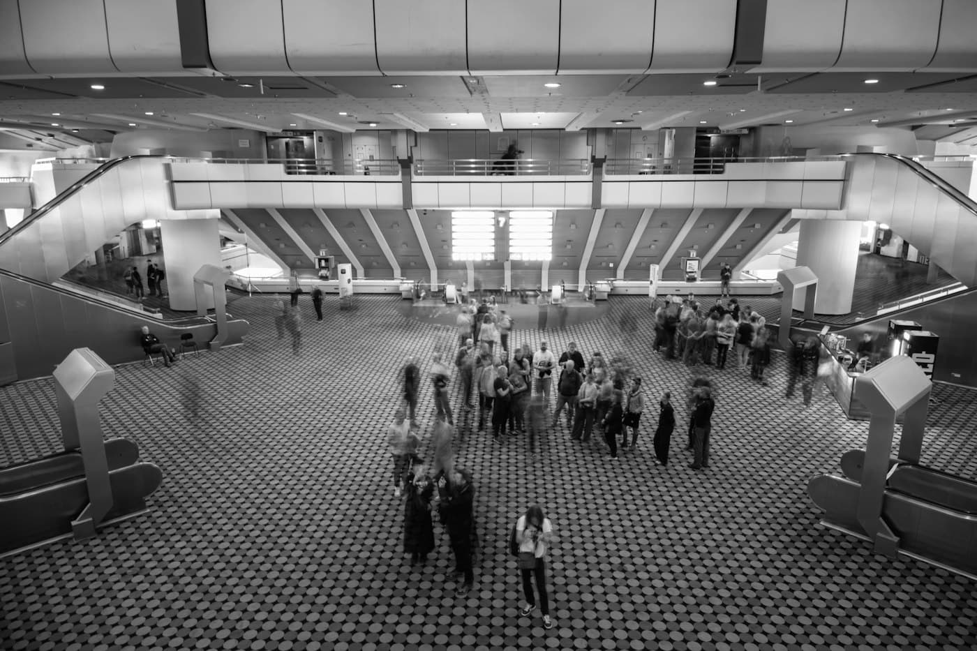 Visitors in an exhibition venue